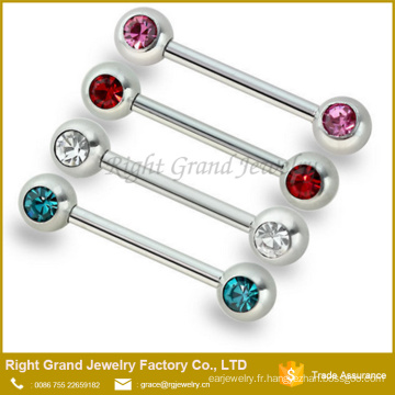 Double Gem CZ acier inoxydable sexe Gay Nipple Piercing